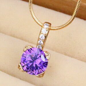 Chic Purple Round Pendant with Gold Plated Accent Bail – Elegant Finish,XPPT1718